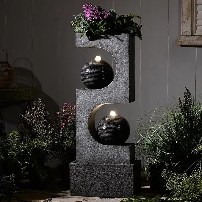 Bumilgar Outdoor Water Fountain With LED Light Sphere