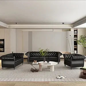 DAFIFY Velvet Chesterfield Living Room Set Sofa Loveseat