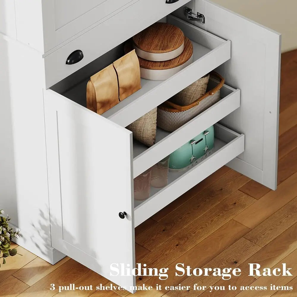 IRONCK Kitchen Pantry Cabinet Freestanding Cupboard With Drawer And Shelves