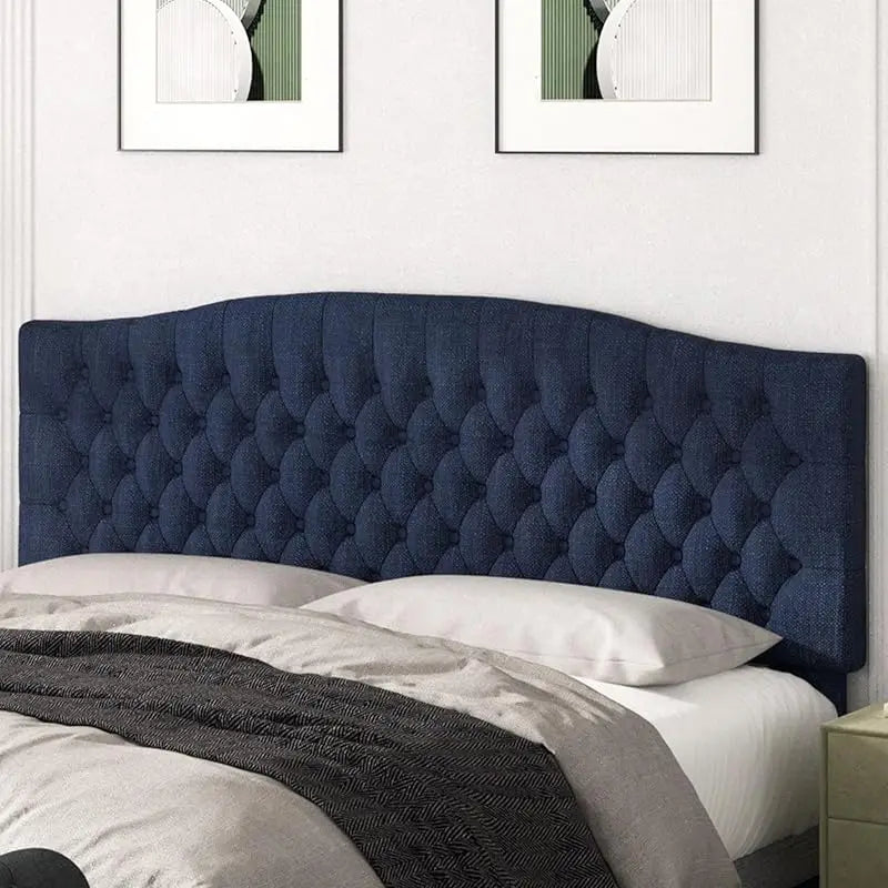 King Headboard Only, Upholstered Head Board for Adjustable Bed Velvet Tufted Cal  Size Wall Mounted