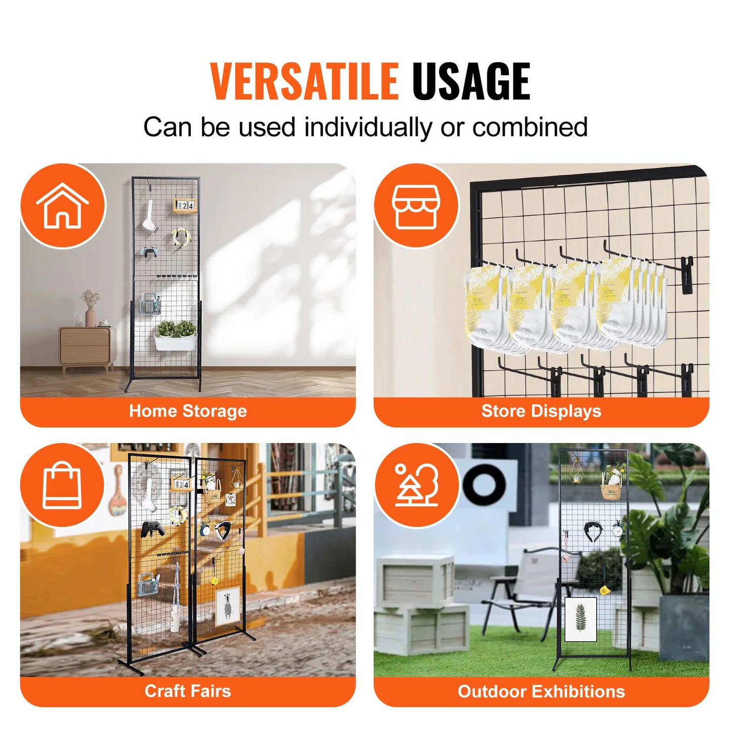 SucceBuy Grid Wall Panels Double Sided Gridwall Display Racks Hooks