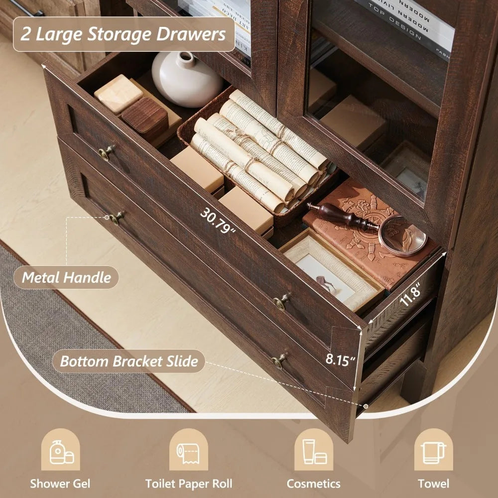 ANGDUO Arched Bathroom Cabinet 4 Tier With 2 Drawers