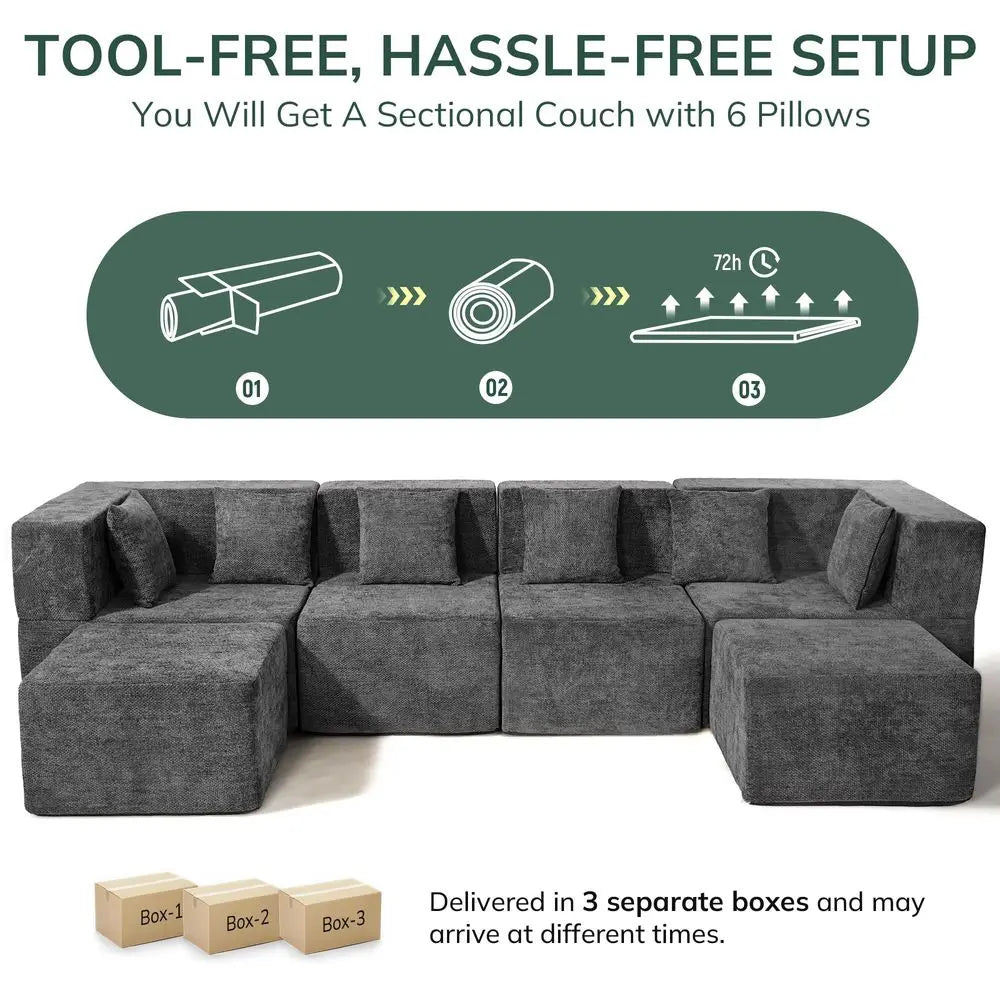 Modular Cloud Sectional Sofa Set With Ottoman For Living Room