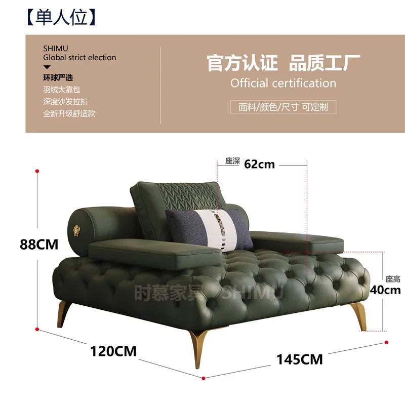 DUTRIEUXCN Italian Genuine Leather Sectional Sofa 3 Piece Set