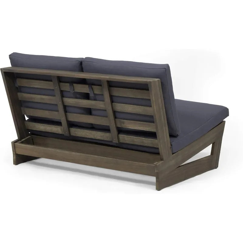 Noble House Sherwood Outdoor Acacia Wood Loveseat Furniture
