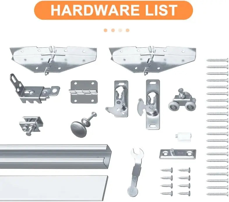 Bifold Doors for 48"x 80" (Double 24x80 Doors) Opening, Tempered Frosted Glass Bifold Closet Door with Sliding Hardware Kit