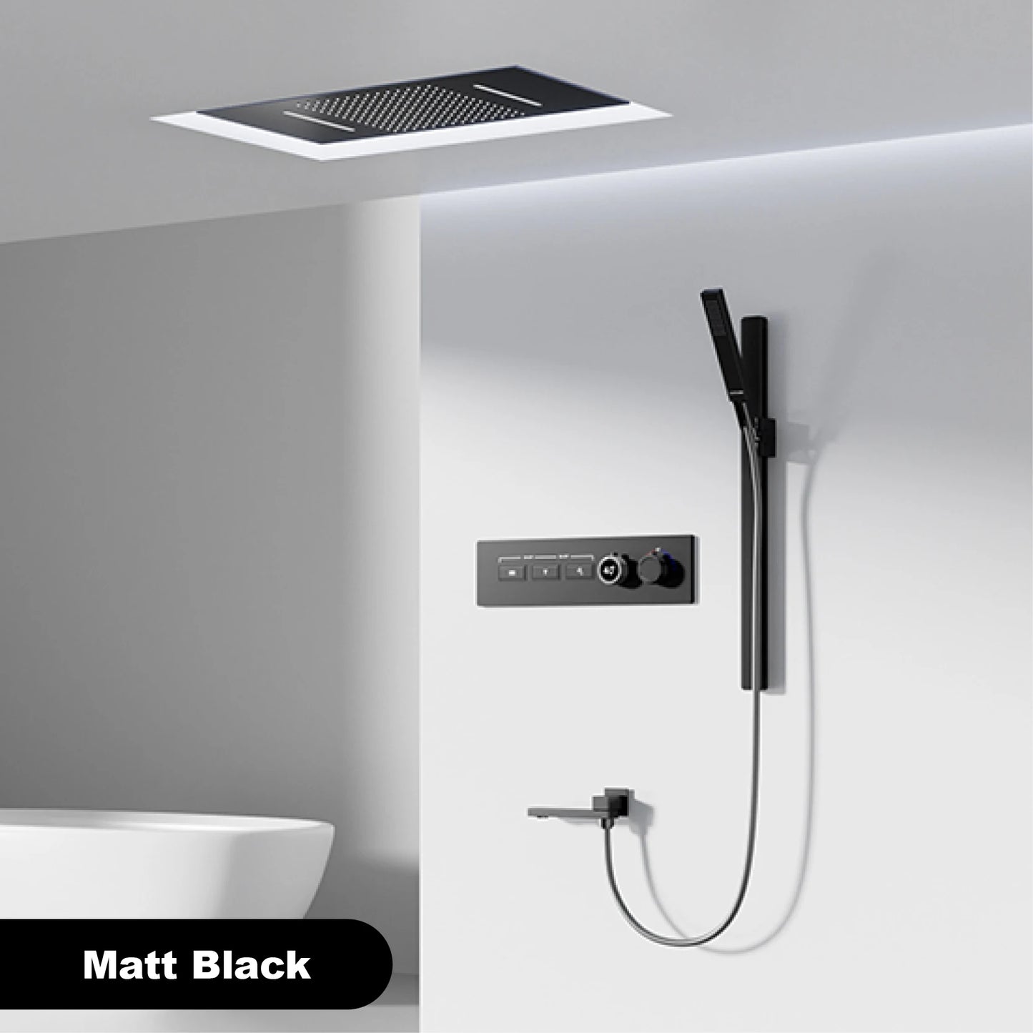 Gestana Luxury Ceiling Thermostatic Shower System 3 Function LED