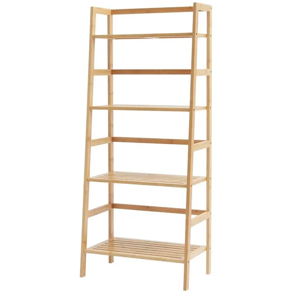 Bamboo Bookshelf 4 Tiers Bamboo Ladder Bookshelf Trapezoid Storage Rack,Bathroom Shelves