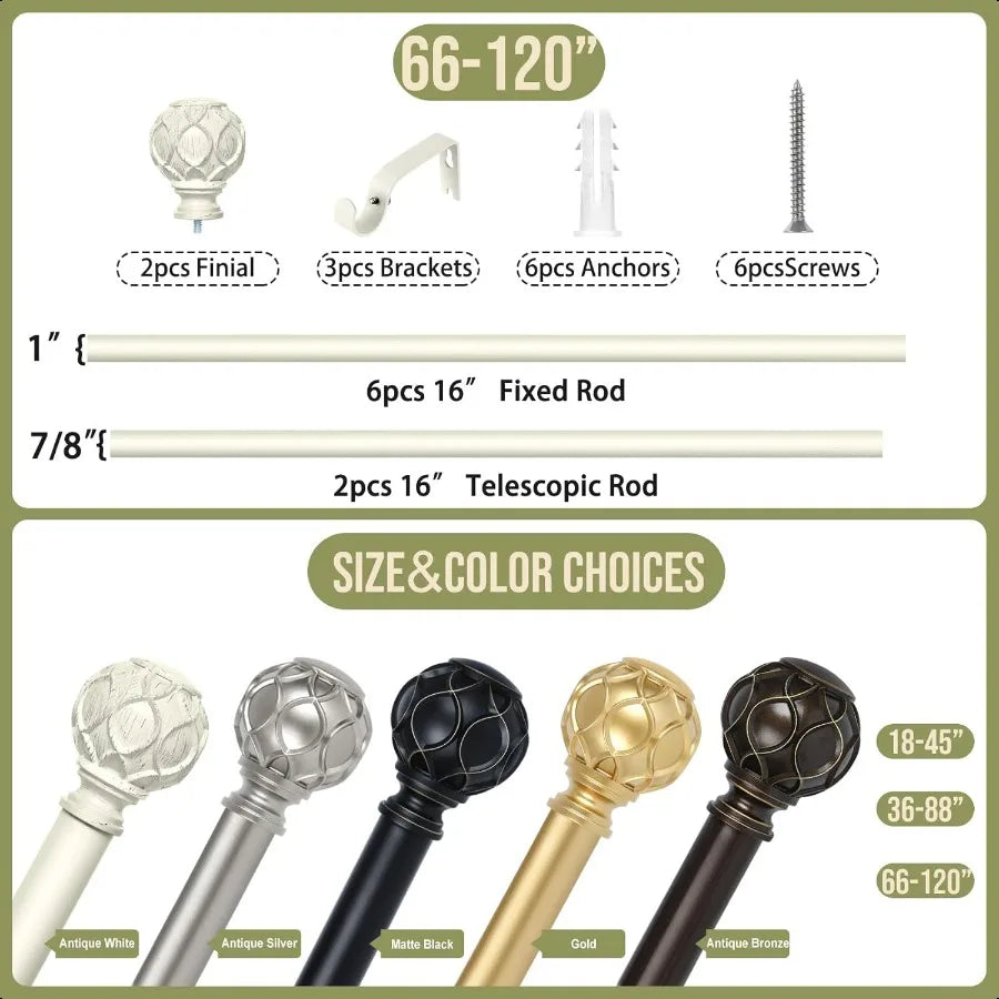 Guangdong Heavy Duty Adjustable Curtain Rods Farmhouse