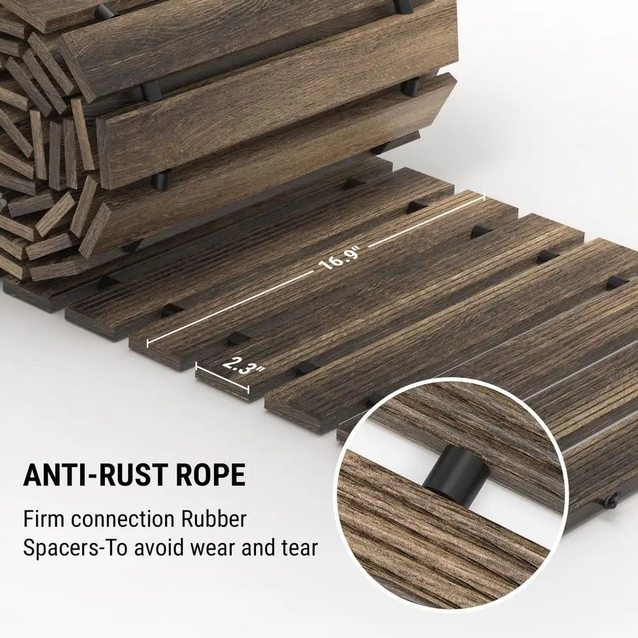 8FT x 17IN Wooden Garden Pathway, Outdoor Roll Out Decorative Garden Walkway, WeatherResistant NonSlip Hardwood Walkway Pavers f