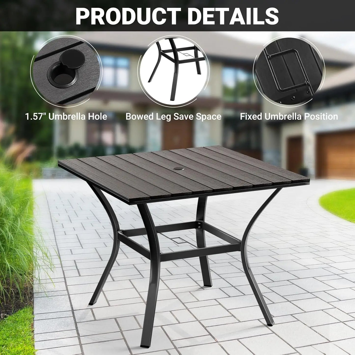 Outdoor Patio Dining Set With 4 Swivel Dining Chairs And Round Table