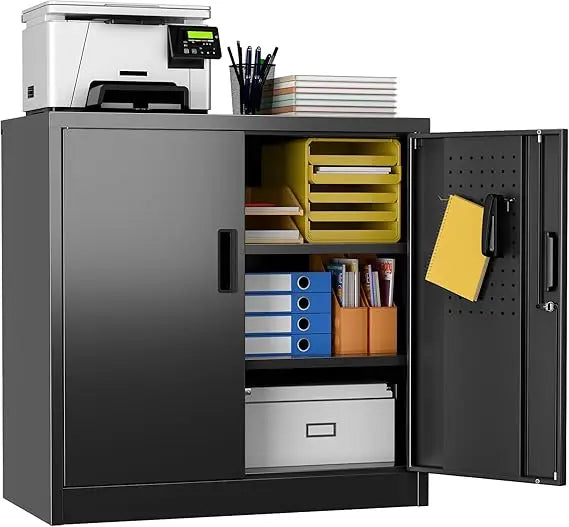Metal Storage Cabinet Lockable Doors And Adjustable Shelves