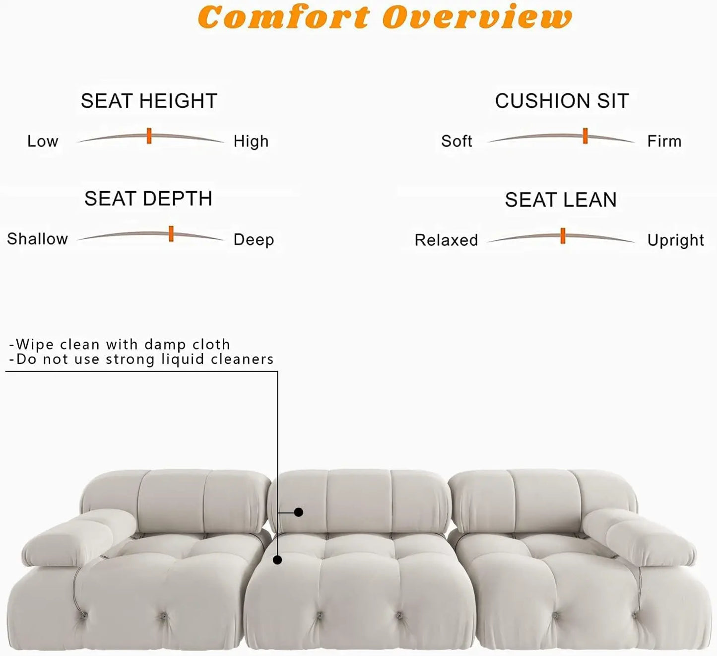 Sdorens Velvet Minimalist Modular Sectional Sofa Convertible for Living Room