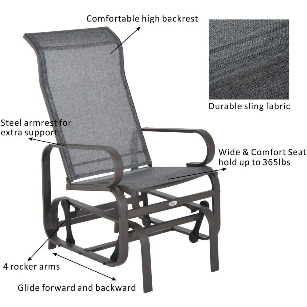 Outdoor Patio Glider Chairs Set of 2 With Mesh Back Alloy