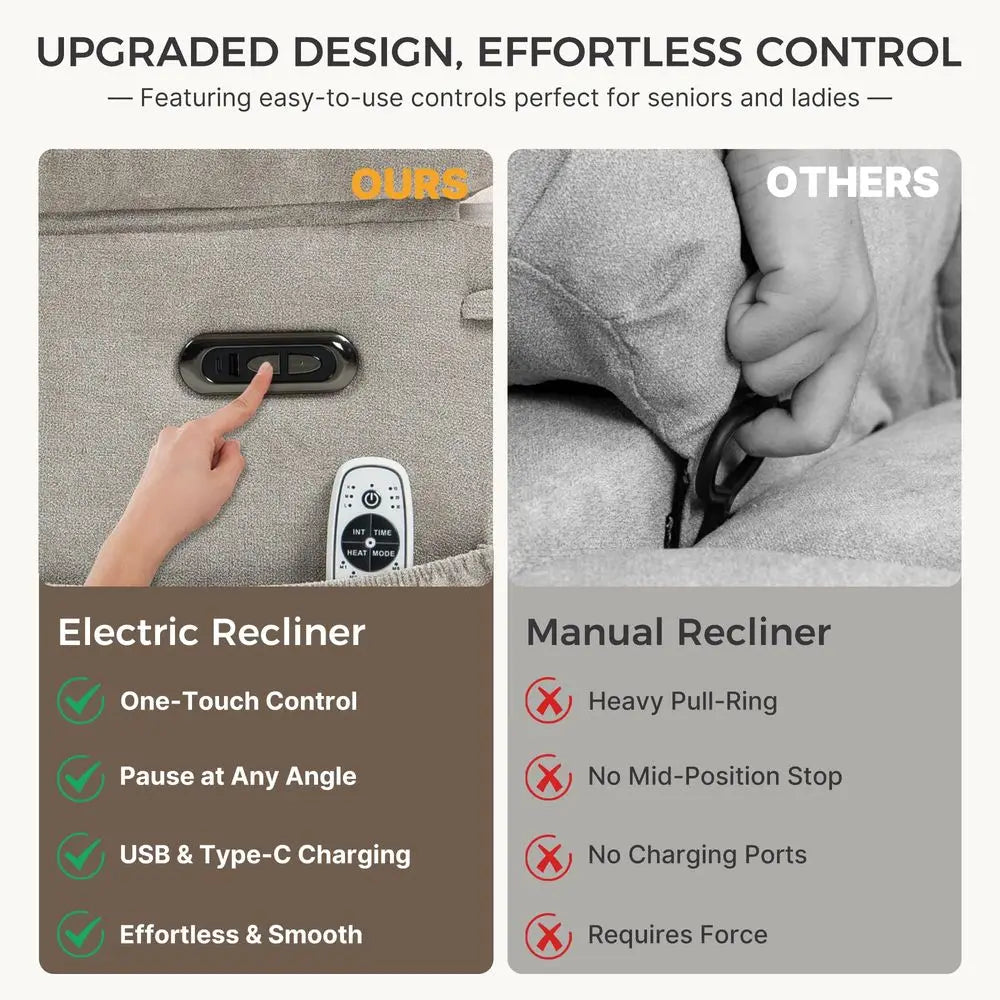 Electric Recliner Chair With Massage Function And Glider