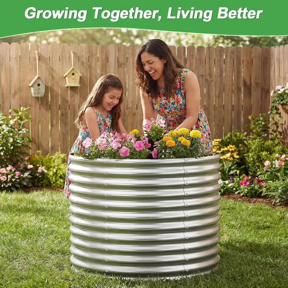 Galvanized Steel Raised Garden Beds Set Of 2 For Outdoor Use