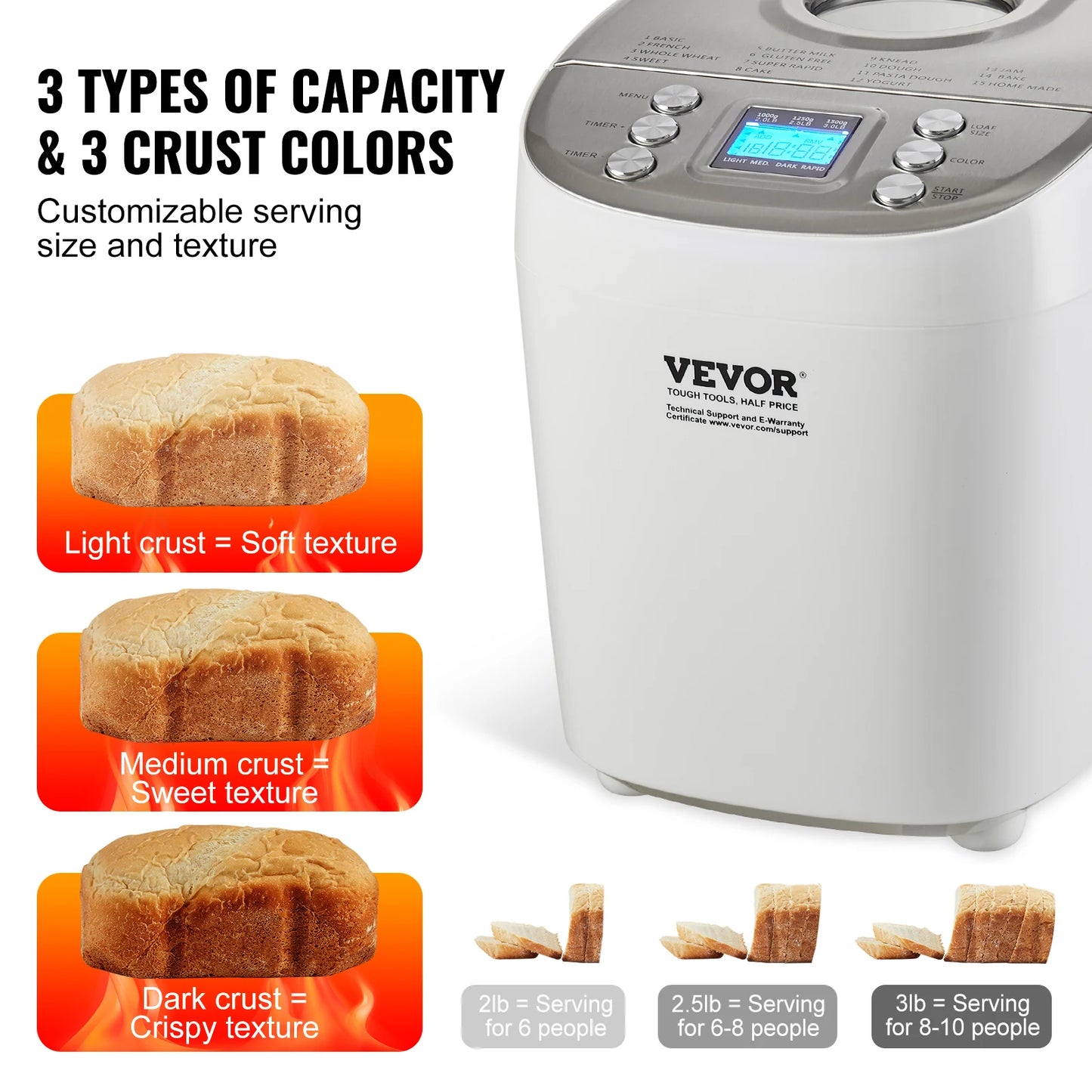 SucceBuy Bread Maker 15 In 1 Automatic Dough Machine Nonstick Ceramic Pan