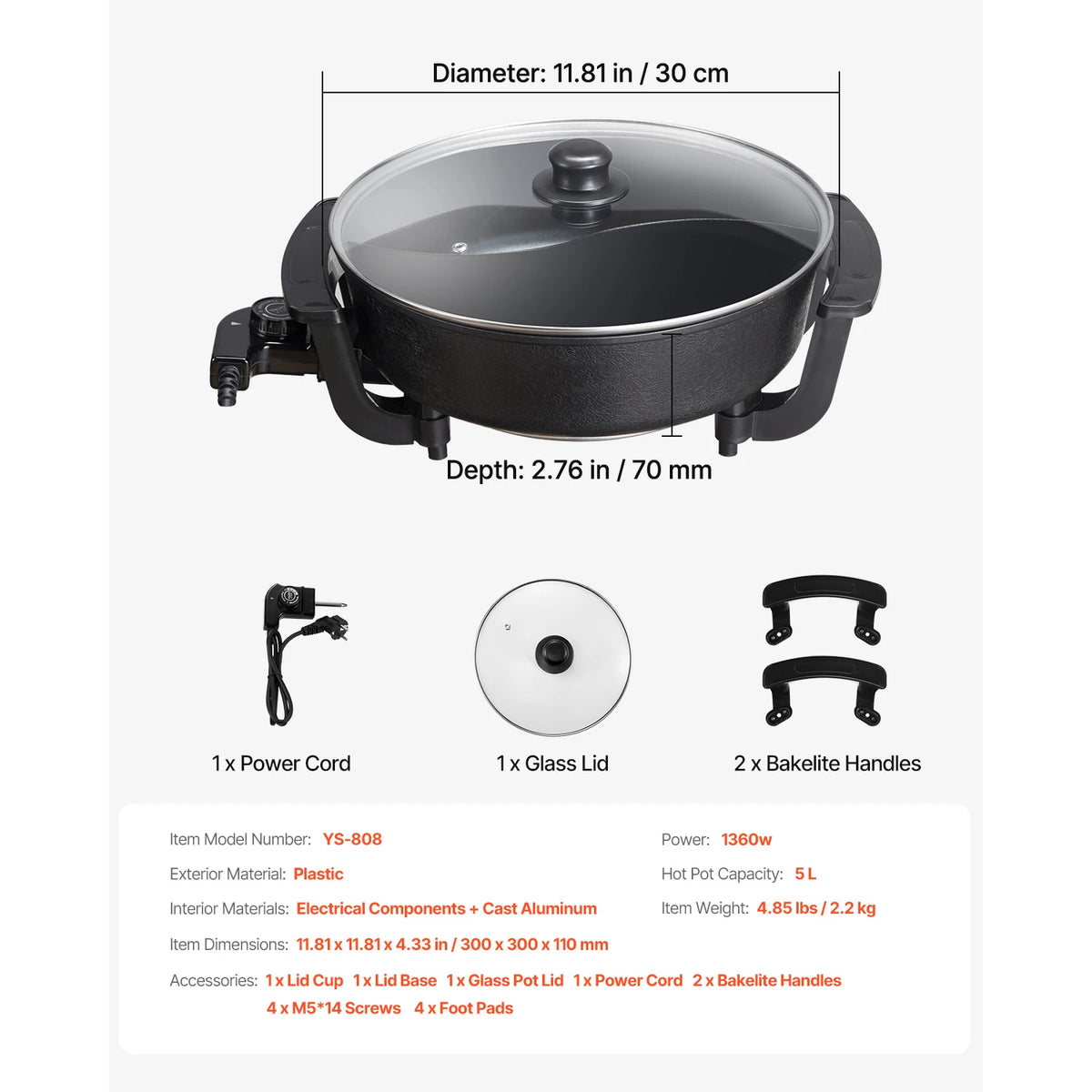 SucceBuy Dual Flavor Electric Shabu Shabu Hot Pot With Divider