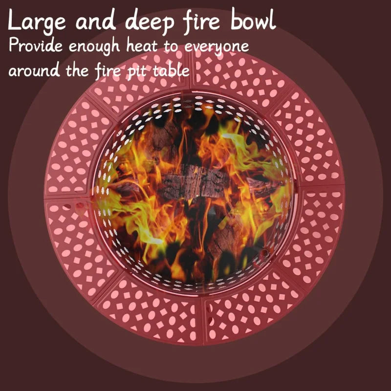 36 Inch Fire Pit with 2 Grills, Wood Burning Fire Pits for Outside with Lid,Poker and Round Waterproof Cover,BBQ&Outdoor Firepit