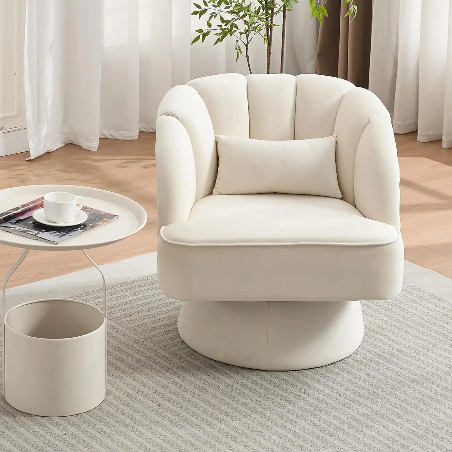 HiMISS 360 Swivel Barrel Accent Chair With Plush Upholstery