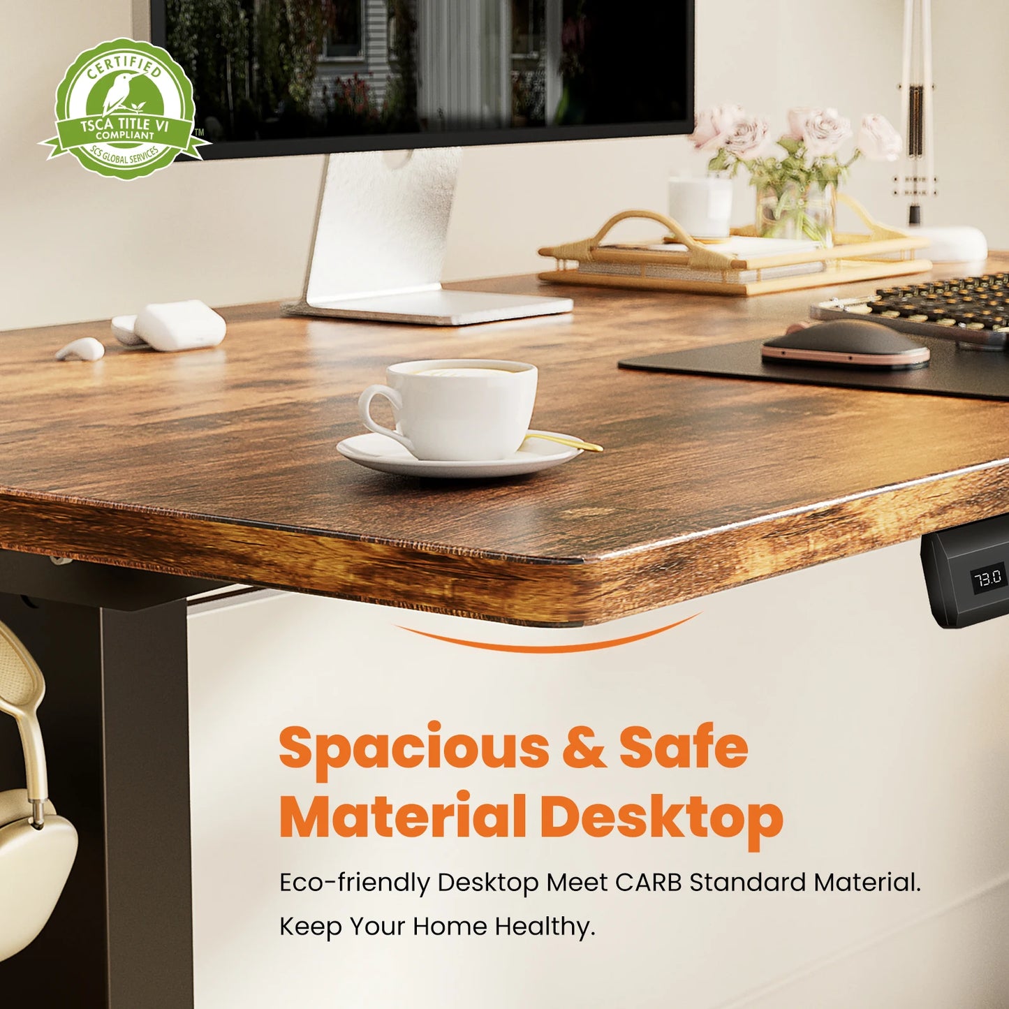 JHK Electric Height Adjustable Standing Desk For Home Office Ergonomic Computer Workstation With Metal Frame