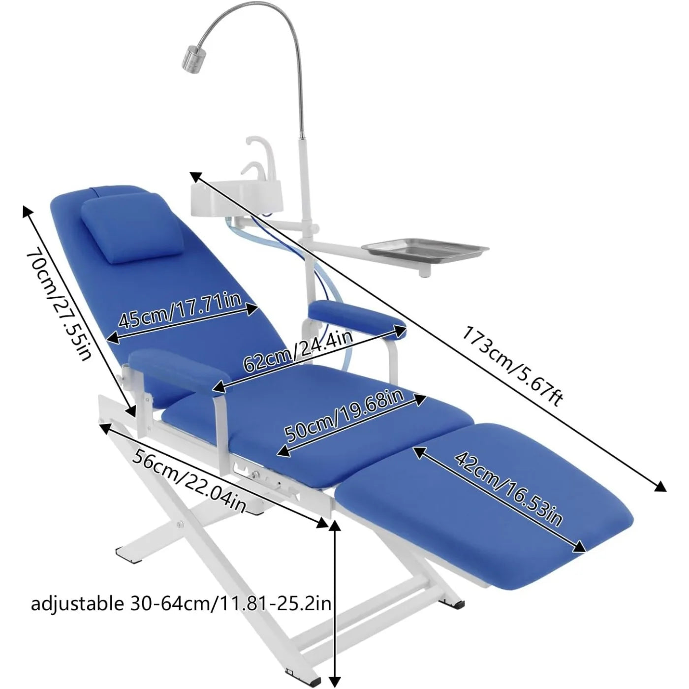 Bymaocar Portable Folding Dental Chair With LED Lamp