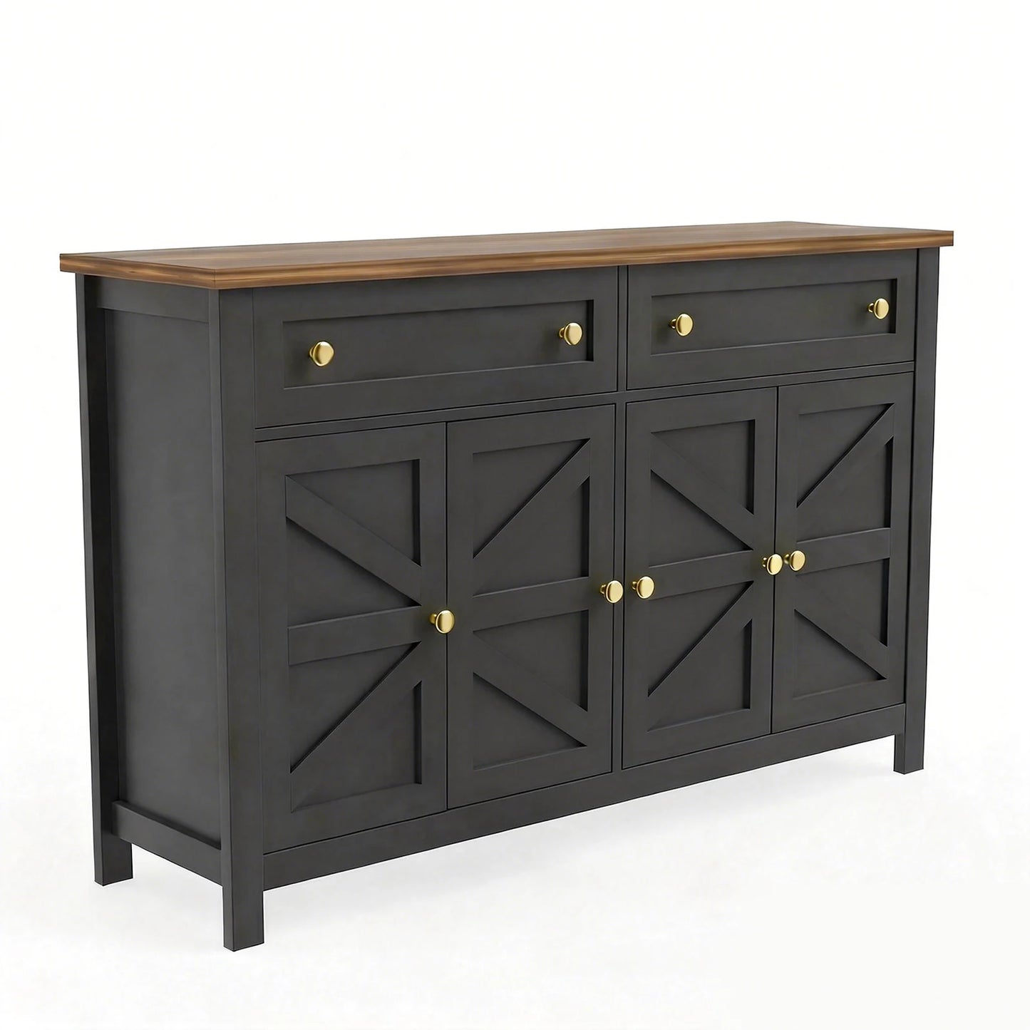 Modern Farmhouse Dining Sideboard Buffet Cabinet With 2 Drawers 4 Doors