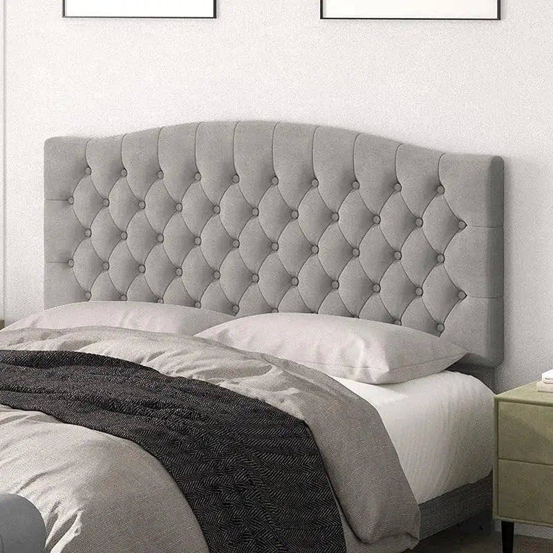 King Headboard Only, Upholstered Head Board for Adjustable Bed Velvet Tufted Cal  Size Wall Mounted