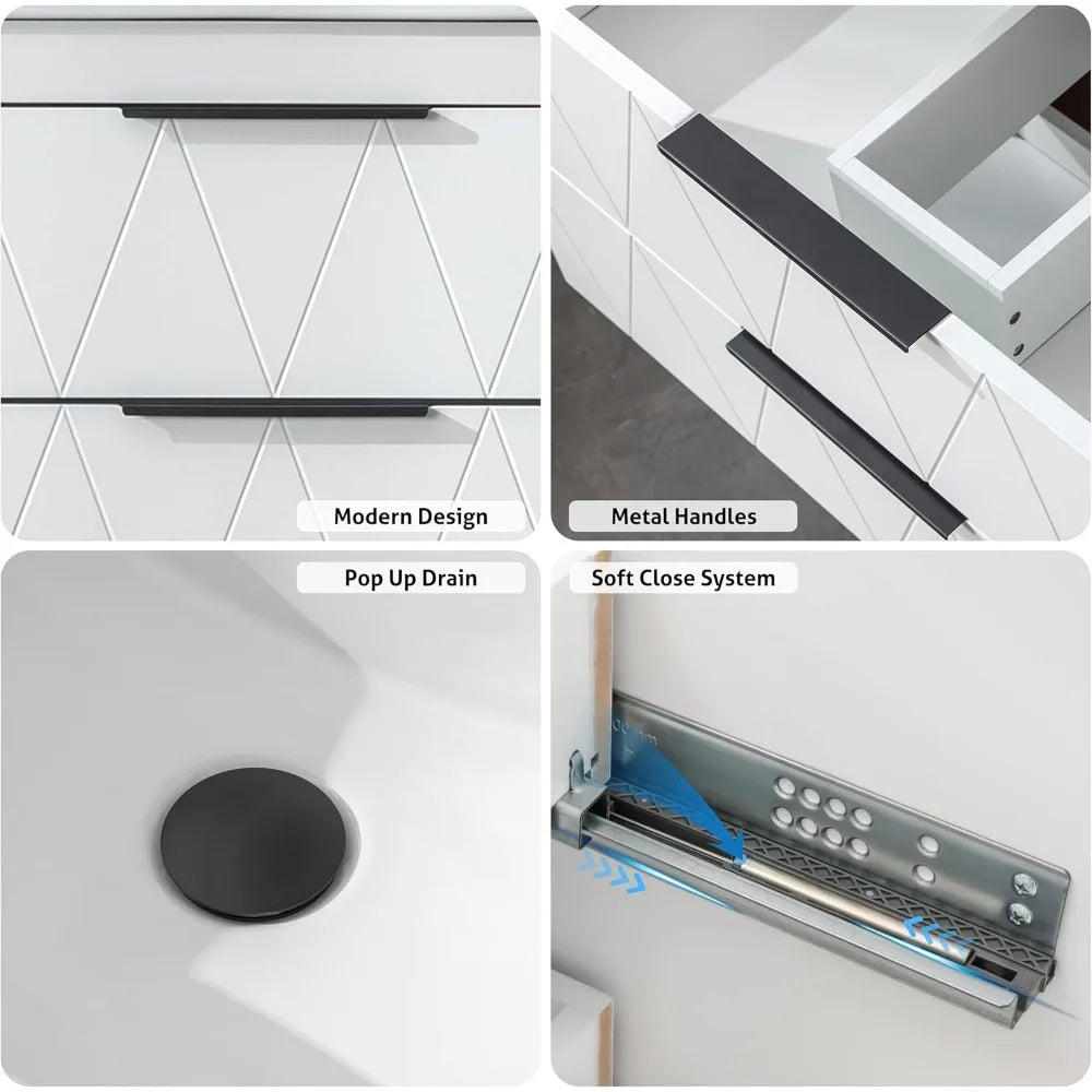 DAFIFY Wall Mounted Vanity Cabinet With Sink And Soft Close