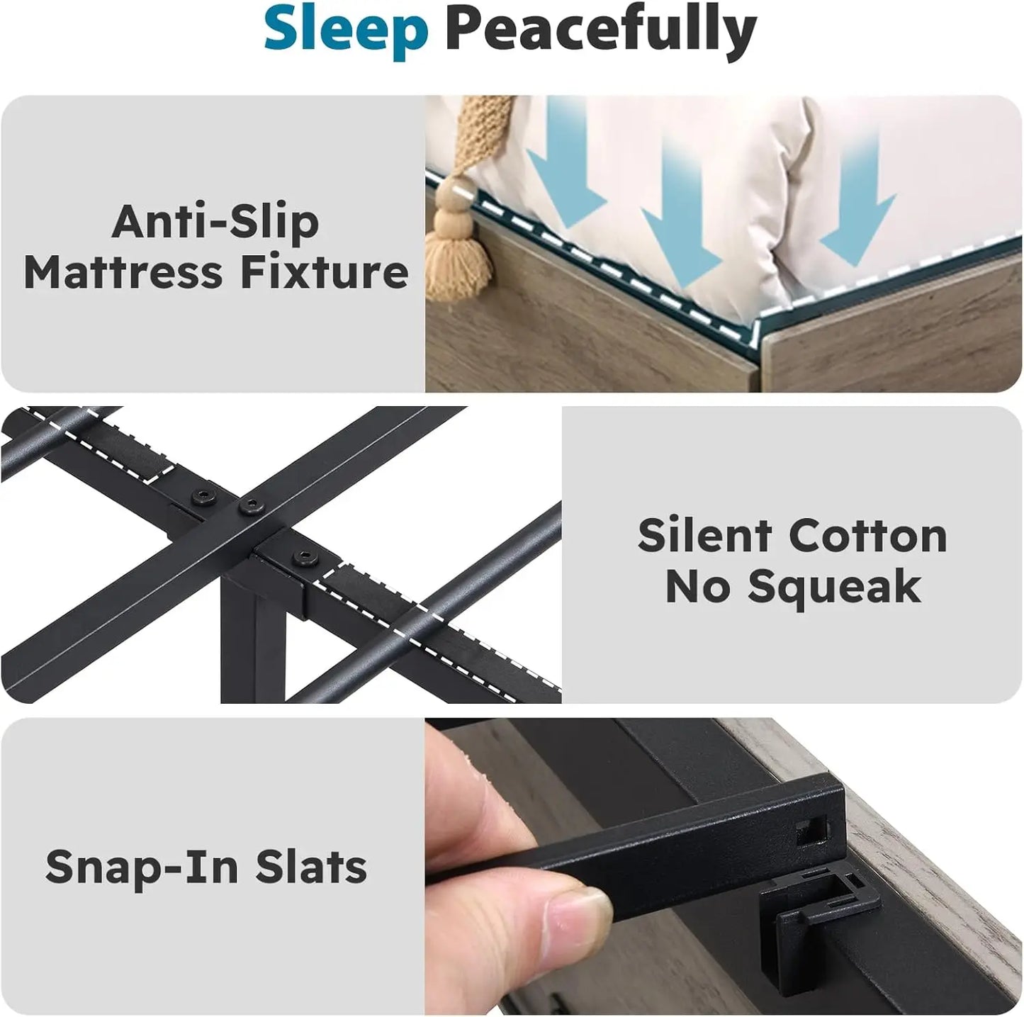 Hign-concerned LED Bed Frame With Headboard And Storage