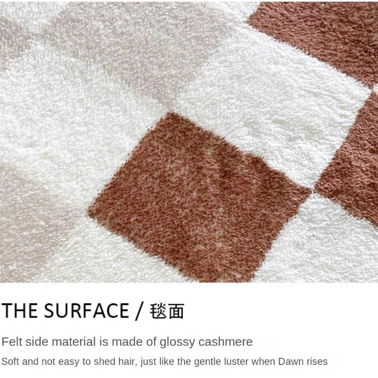 Modern Simple Carpets for Living Room Fluffy Soft  Bedroom Decor Plaid Carpet American Retro Lounge Rug Thickened Washable Mat