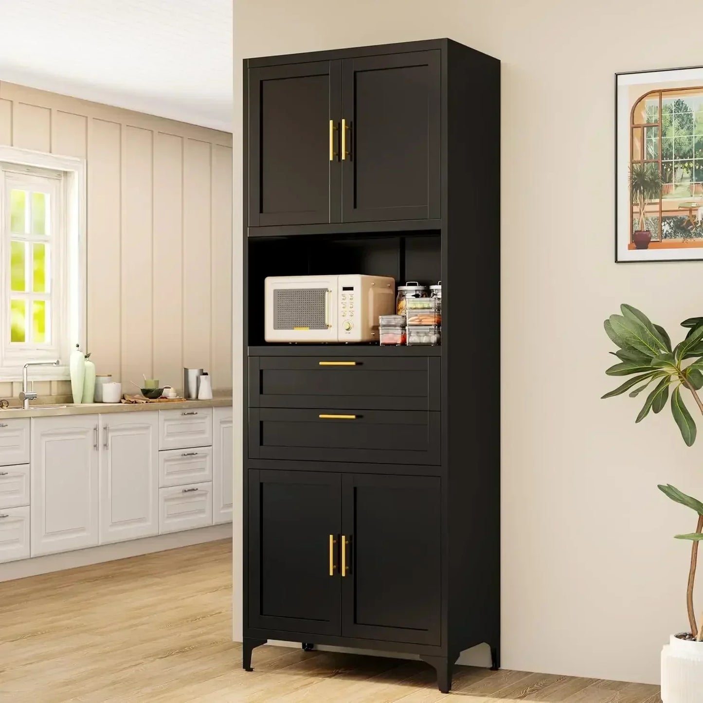 Guangbai Kitchen Pantry Cabinet With 2 Drawers And Shelves