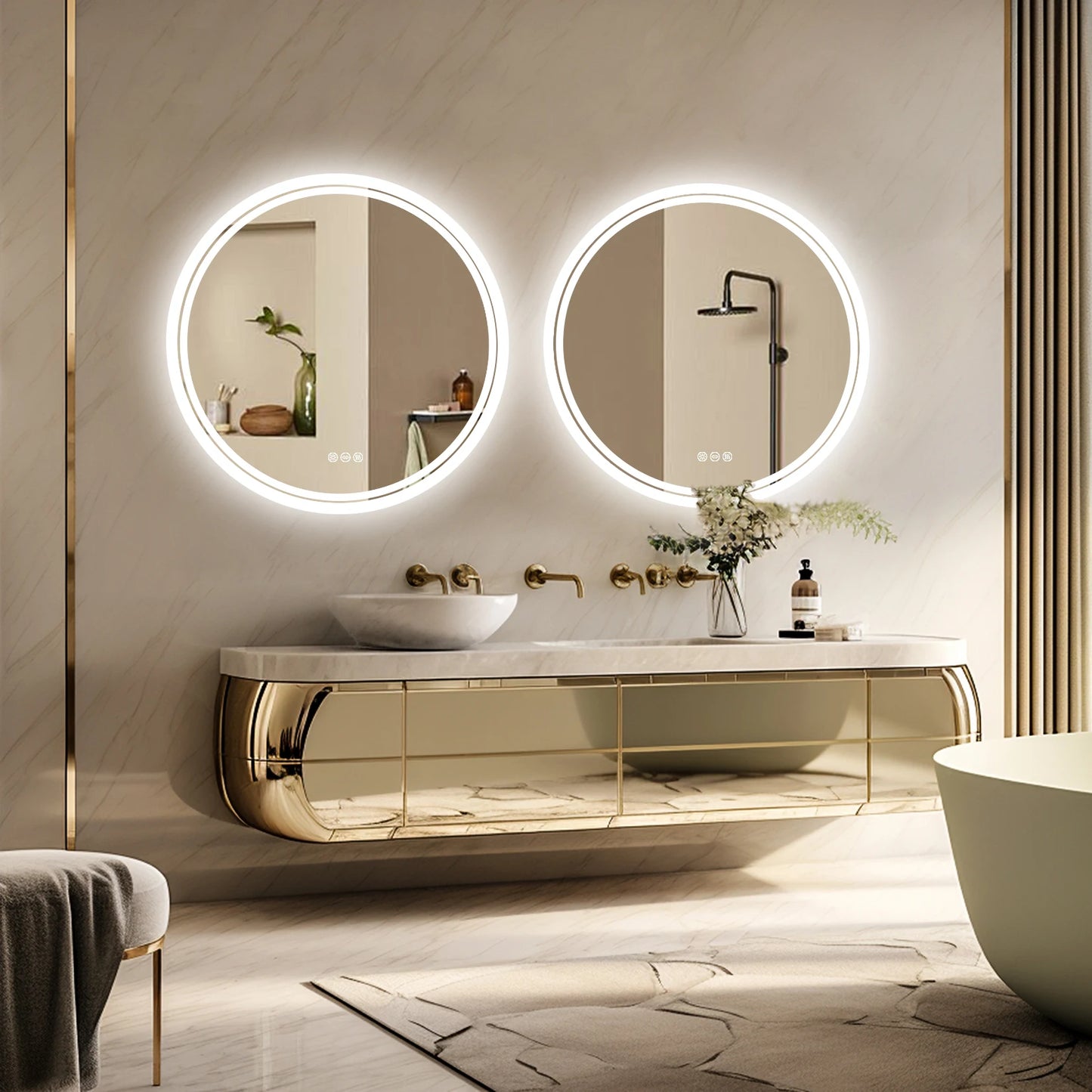 Wisfor Circular LED Backlit Bathroom Mirror IP65 Dimmable