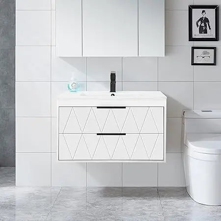 DAFIFY Wall Mounted Vanity Cabinet With Sink And Soft Close