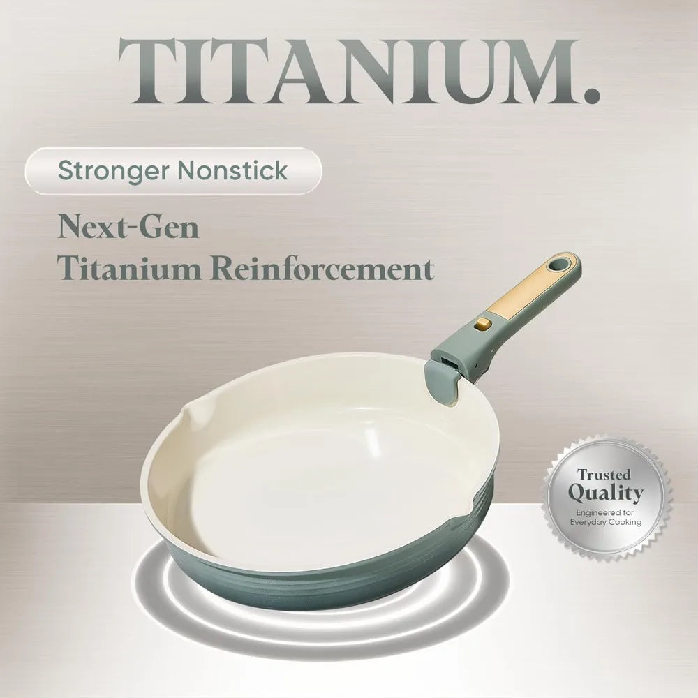 NUANYAO Titanium Pots And Pans Cookware Set With Detachable Handles