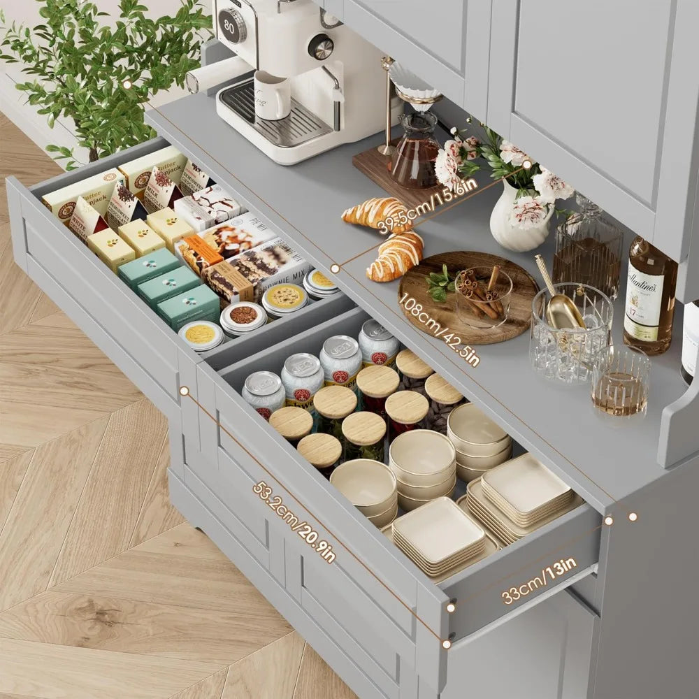 Multi Functional Kitchen Pantry Cabinet With Six Doors And Drawers