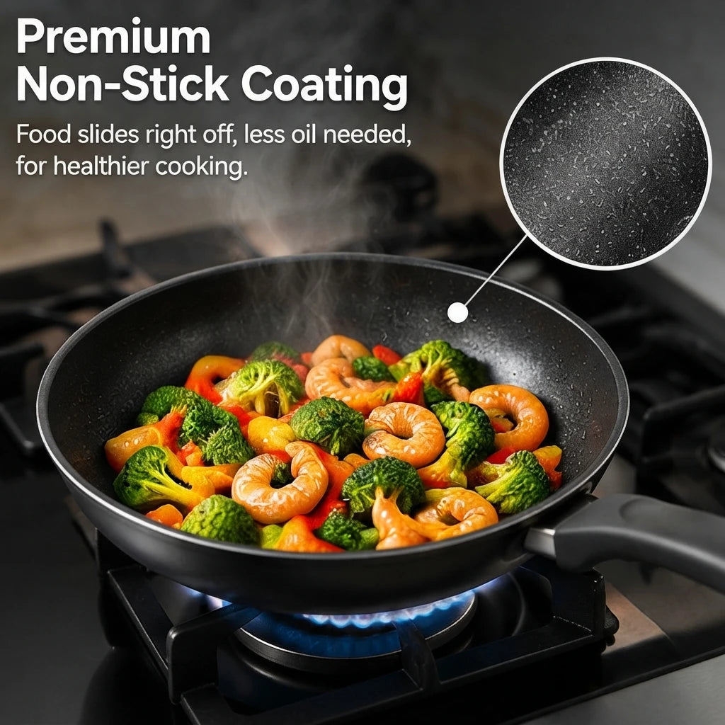 AHTOSKA Non-Stick Maifan Stone Cookware Set With Frying Pans