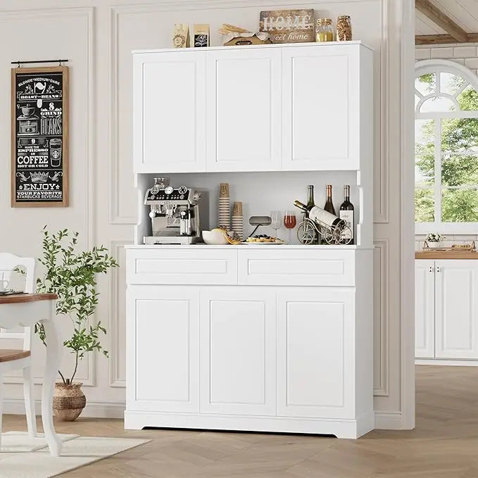 Multi Functional Kitchen Pantry Cabinet With Six Doors And Drawers