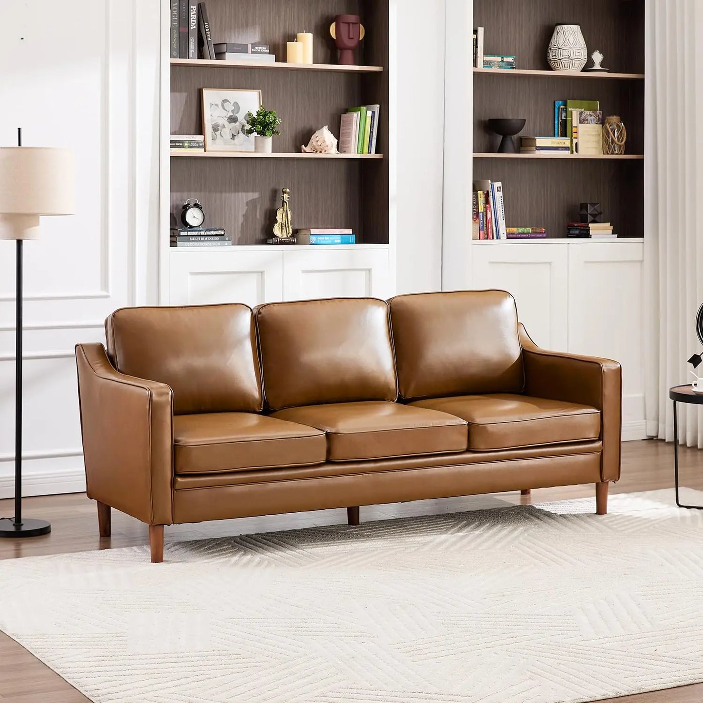Chenille Sofa With Solid Wood Legs Modern Mid Century