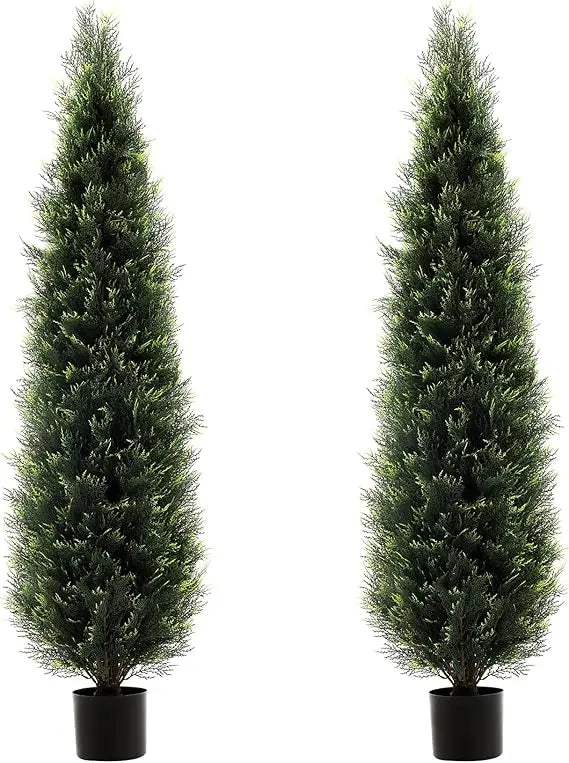 Eve 2 Pack Artificial Cedar Topiary Trees Outdoor Decor
