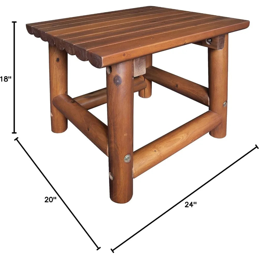 Handcrafted Acacia Wood Small Rectangular Outdoor Side Table for Patio and Garden