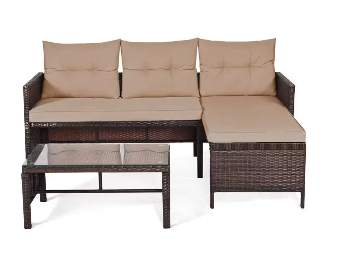 Tozey Outdoor Patio Sofa Sectional Set Weatherproof PE Rattan