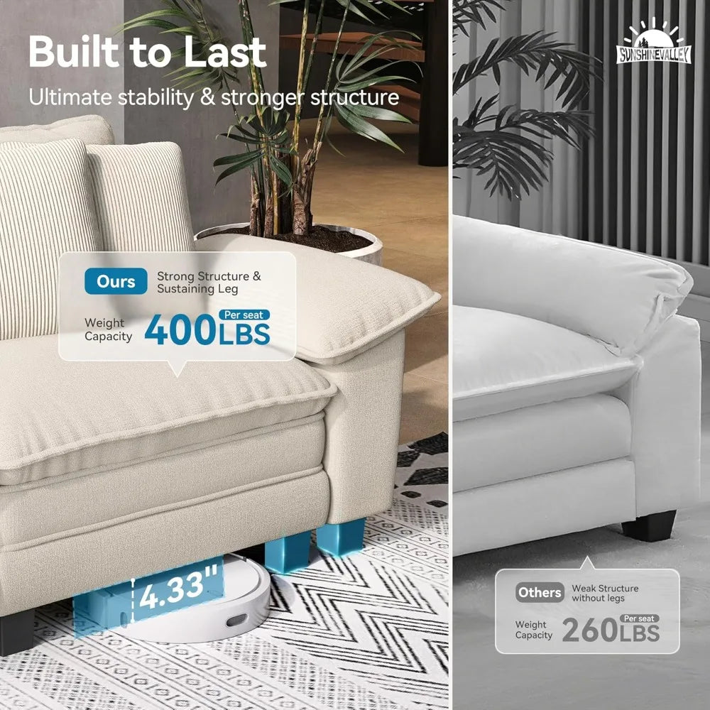 XIAOLANG L Shaped Modular Cloud Couch Upholstered Sectional