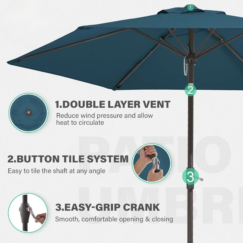 Hign-concerned Patio Market Umbrella Tilt Button 6 Ribs