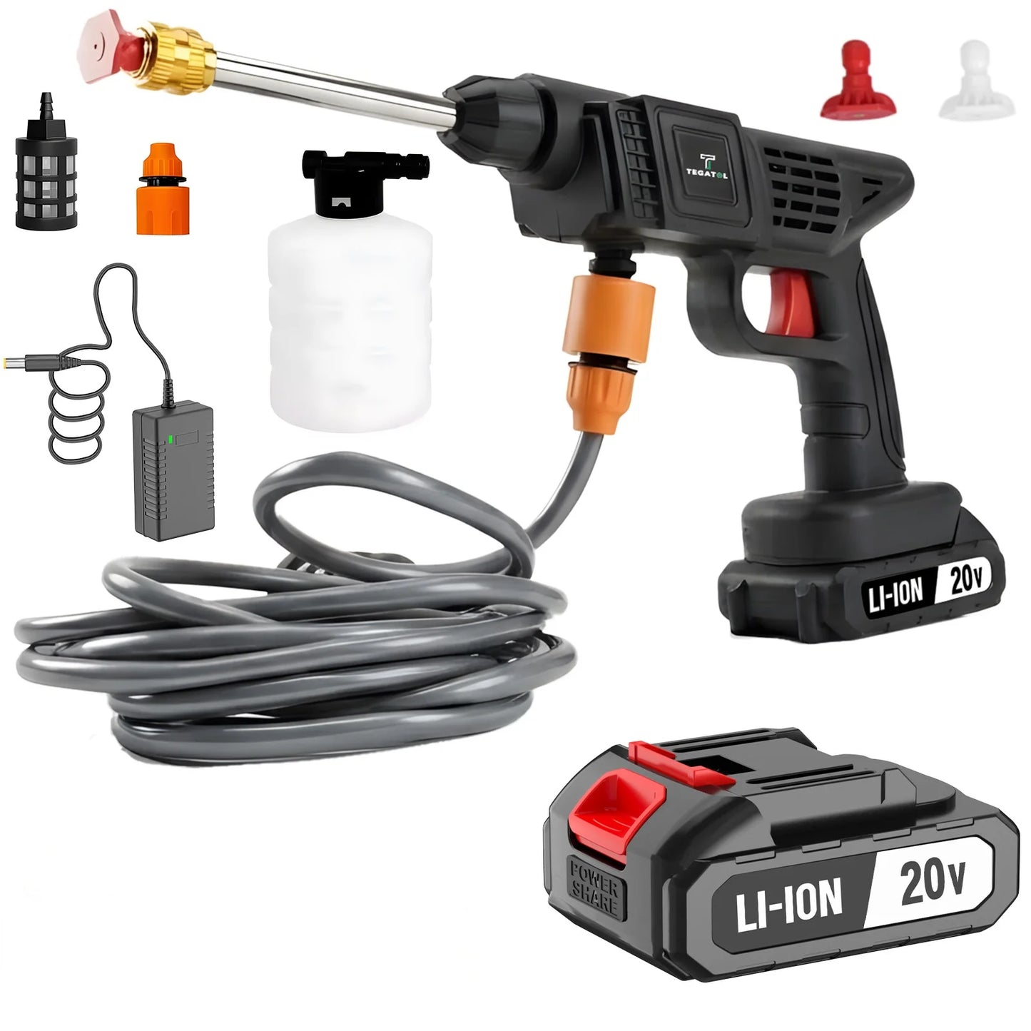 TEGATOK Electric High Pressure Washer Water Gun 20V Makita Compatible