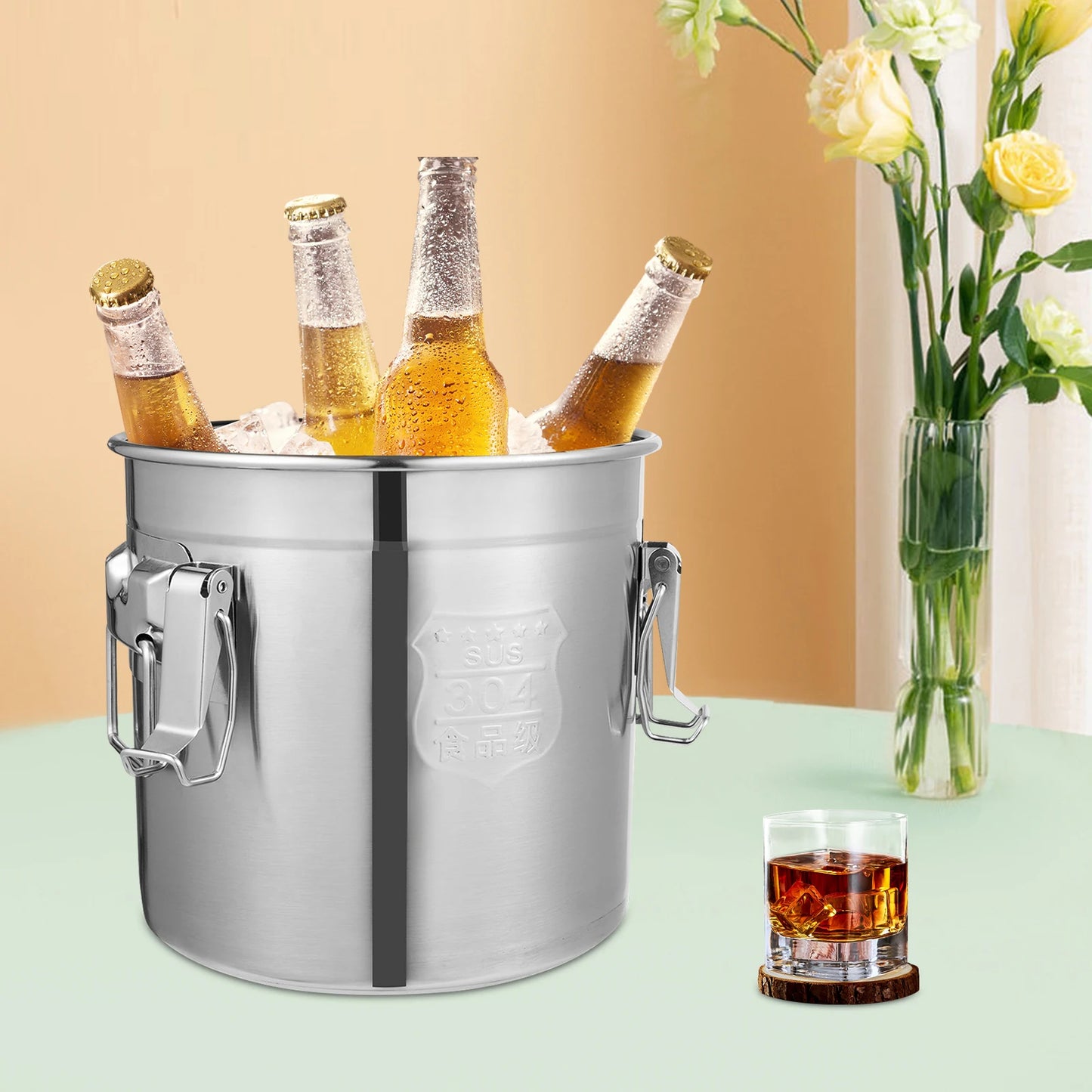 Stainless Steel Rice Storage Dispenser Bucket for Pantry