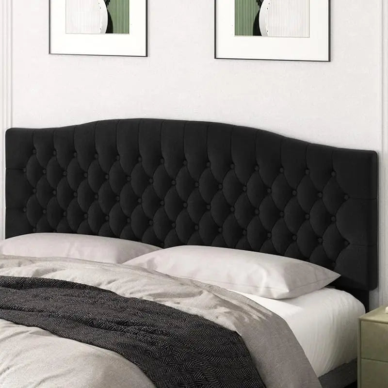 King Headboard Only, Upholstered Head Board for Adjustable Bed Velvet Tufted Cal  Size Wall Mounted