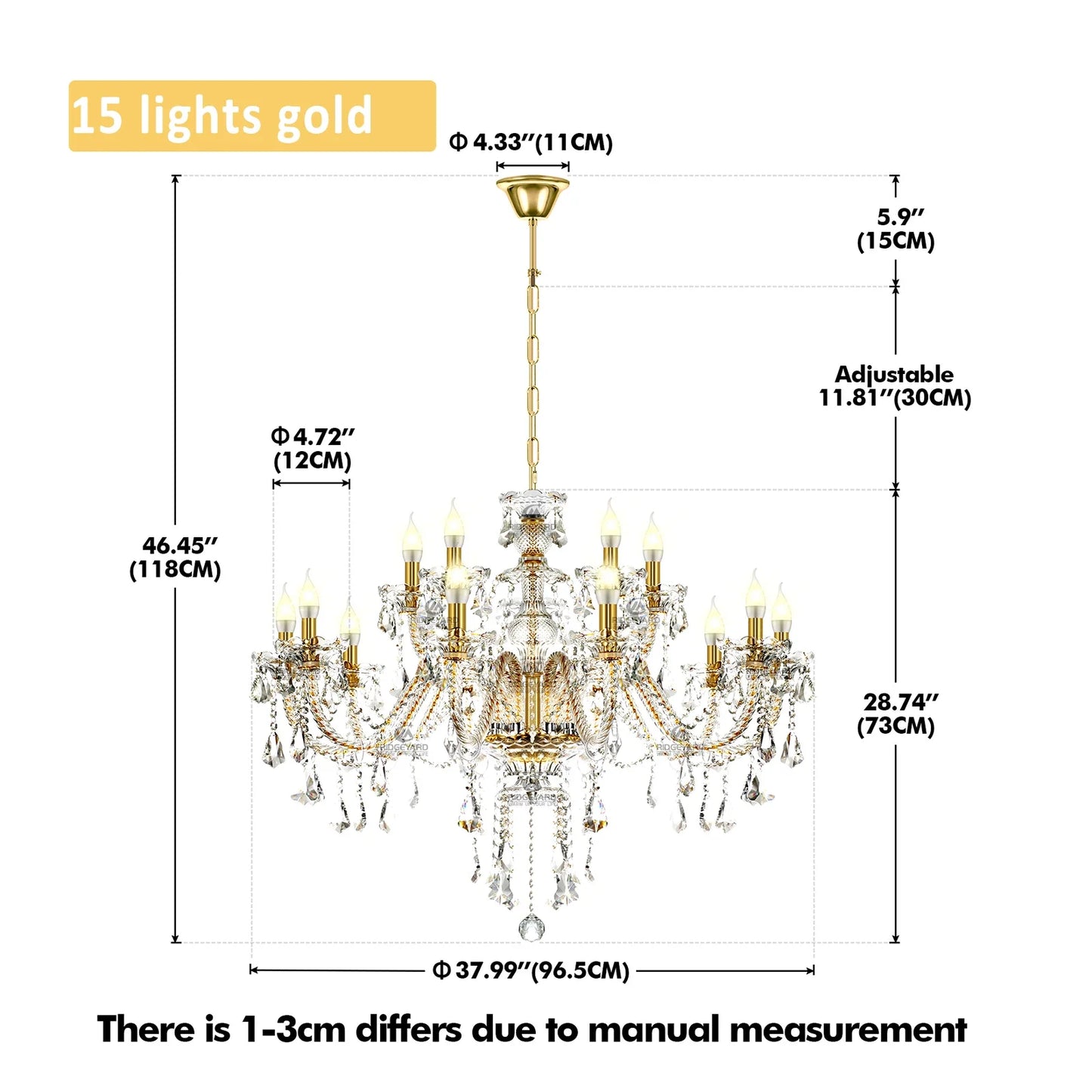 Ridgeyard K9 Crystal Chandelier Four To Eighteen Arms