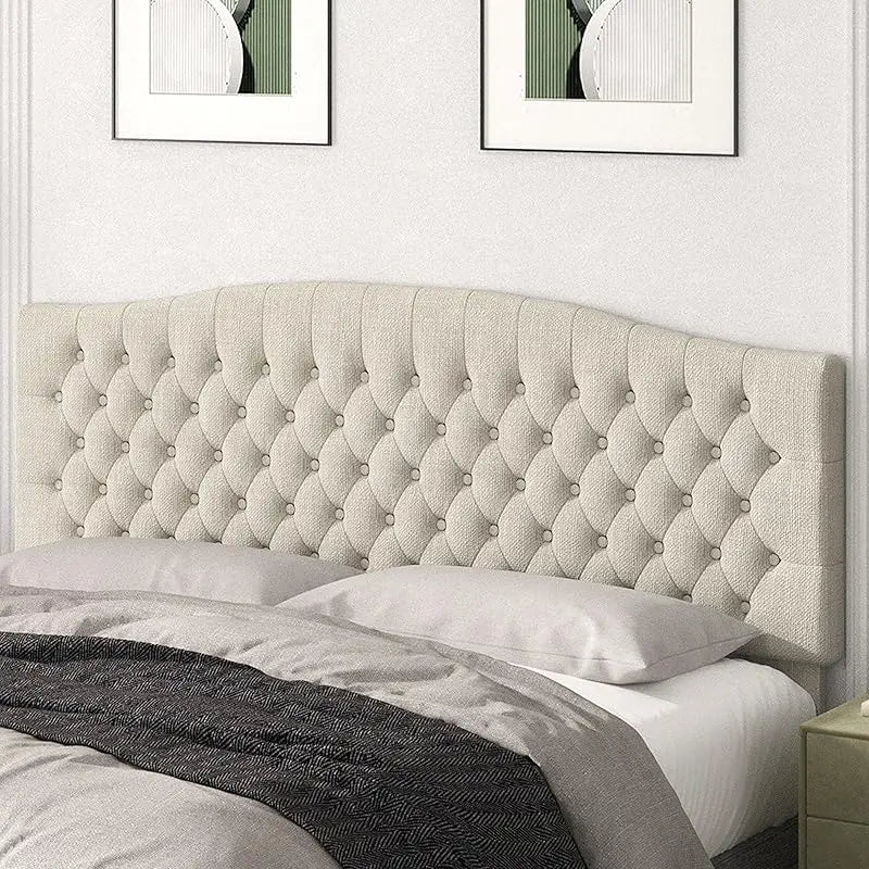 King Headboard Only, Upholstered Head Board for Adjustable Bed Velvet Tufted Cal  Size Wall Mounted