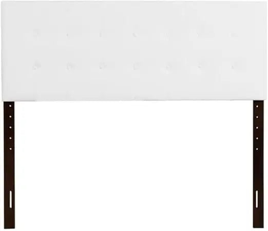 Adjustable Height White Faux Leather Headboard, Mountable to Bed or Wall, Modern Style for Bedroom